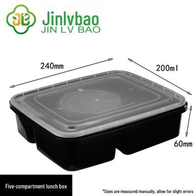 Disposable 5-Compartment Plastic Takeaway Lunch Boxes