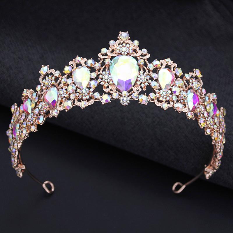 Baroque Big Water drop Tiara For Women Wedding Crown Birthday Party Elegant Crown Bridal Hair Jewelry Accessories