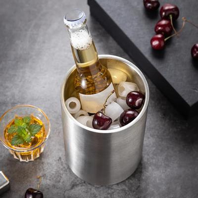 1 Stück doppelwandiger Edelstahl-Eiskübel, Weinkühler-Eimer, Weinflaschen-Kühler-Eimer, isolierter Champagner-Bier-Eiskübel