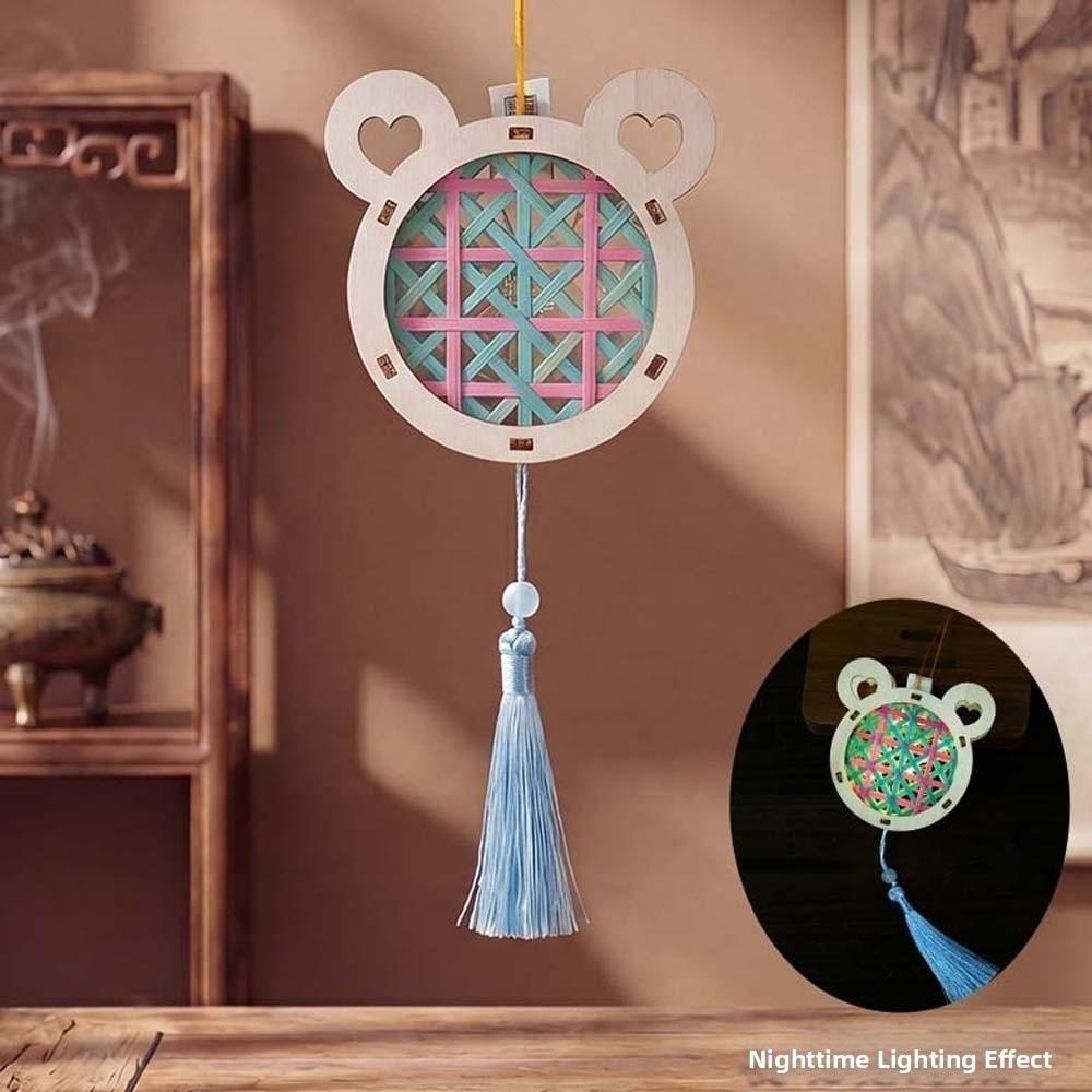Woven DIY Bamboo Lantern Battery Powered Cartoon Animal Lamp Woven Rabbit Light  School Craft