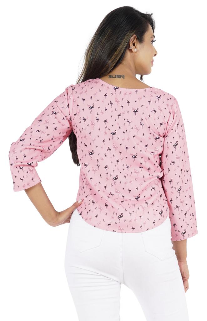 Bimba Womens 3 4th Sleeve Short Top Sweetheart Neck Top Printed Summer