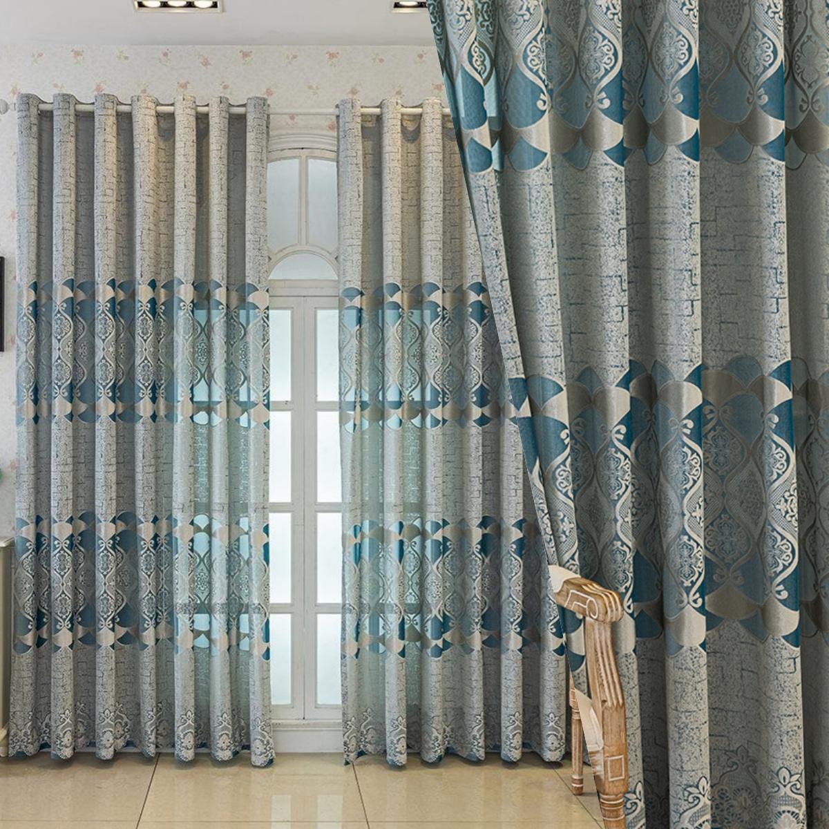 Moderne Lichtdoorlatende Balkongordijn met Diamantpatroon, Slaapkamer Crème Zonwerend Stofdicht Raamgordijn W132xH183cm&Grommet Top