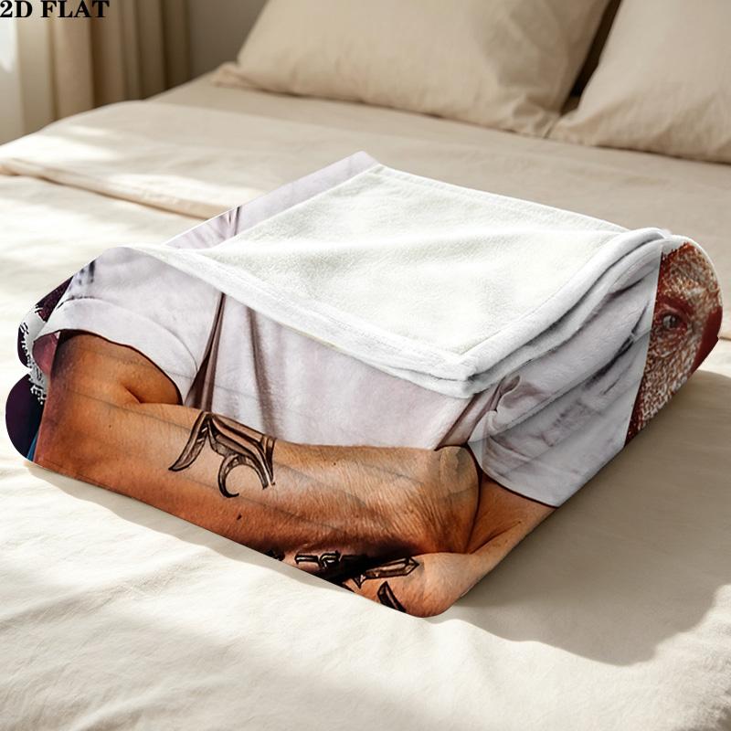 1PC Eminem Patterned Flannel Blanket Suitable For All Seasons For Home Decor Warmth And Comfort Gifts Holiday Present