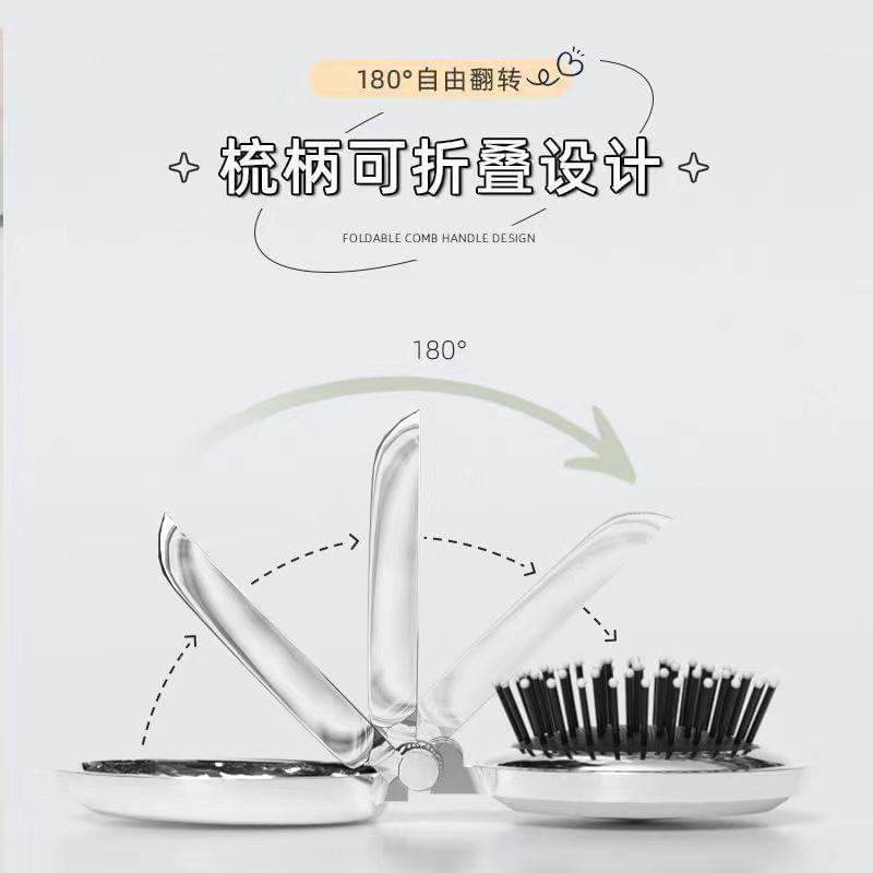 Coolkiss - Lettering Portable Mirror with Hair Brush / Bow Adhesive Decoration / Set (Various Designs)