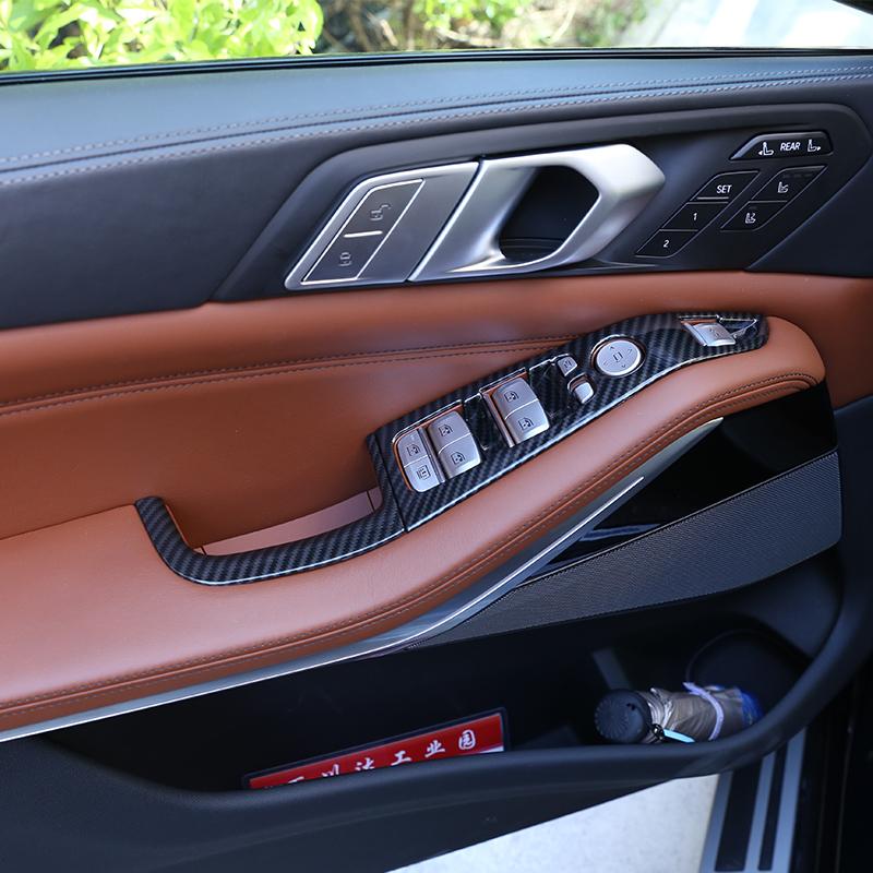 ABS Chrome/Carbon Fiber Car Window Lift Button Frame Trim Accessories For BMW X5 G05 X7 G07 2019-2026  Left Hand Drive