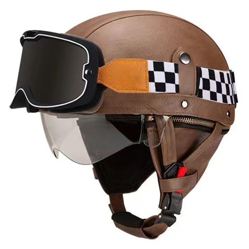 Vintage-Style Open Face Motorcycle Helmet Adults Unisex ABS Half With 3C Certification
