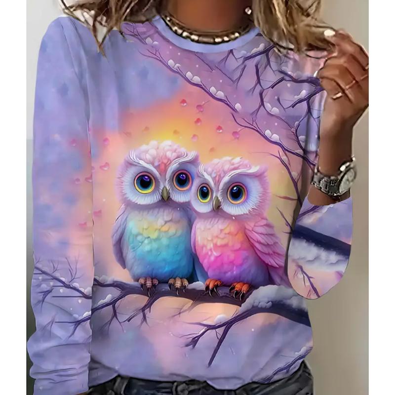 2025 Autumn & Winter Women's New Casual Crew Neck Long Sleeve Top 3D Animal Pattern
