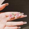 French fresh and sweet camellia stud earrings, new trendy summer niche design temperament gentle earrings
