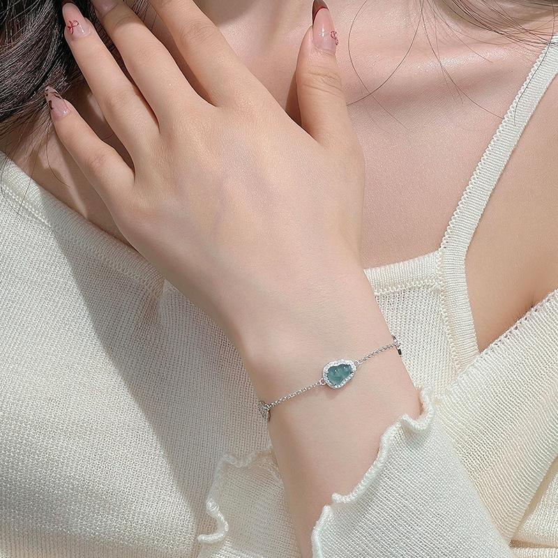 Blue Water Jadeite Gourd Bracelet Women'S Niche Lamp Luxury New Chinese Hollow Diamond High-End Jewelry Women Premium