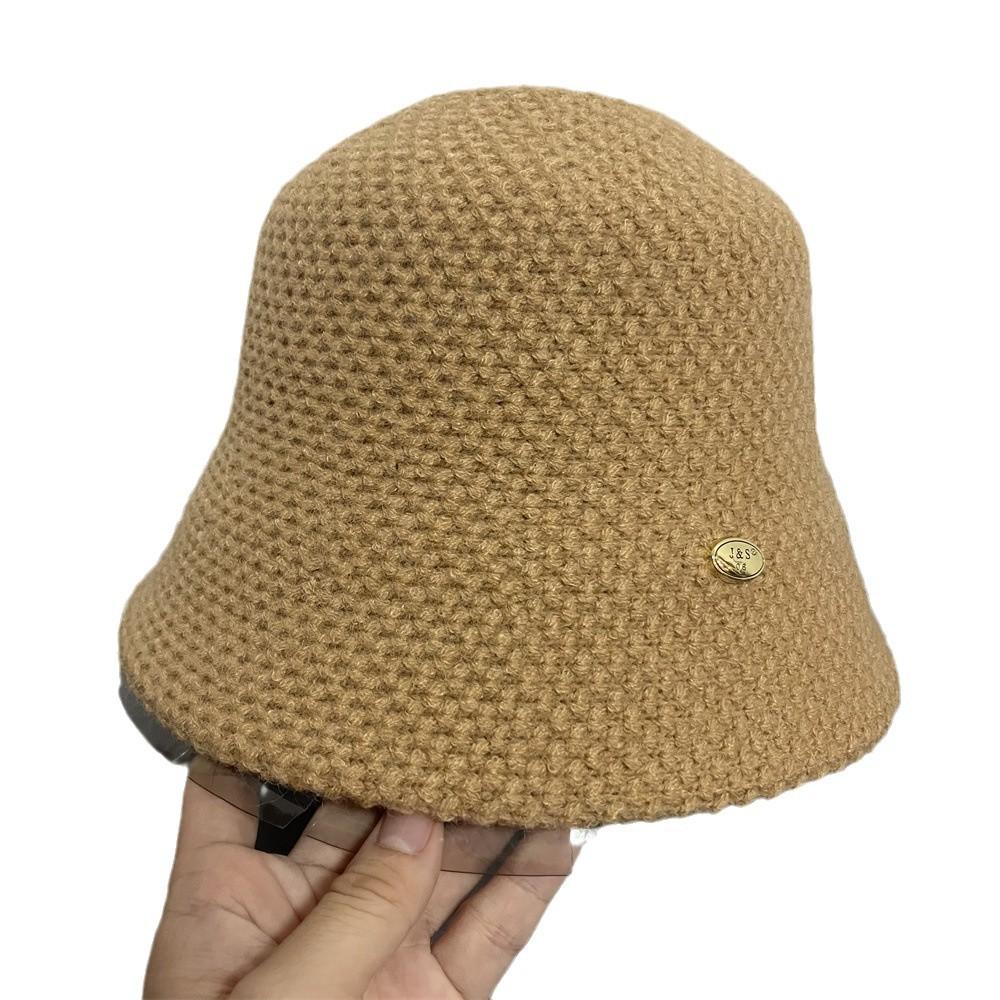 Bucket Hat Women's Autumn and Winter Plain Face Warm Bucket Hat Small Face Thickened Knitted Solid Color Simple Versatile Basin Hat