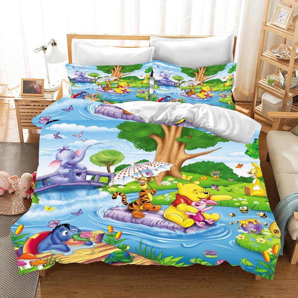 Winnie The Pooh Comforter Bedding Sets Quilt Cover Bed Cover Duvet Cover Pillow Case 2-3 Pieces Sets Kids Adult Size Home Decor