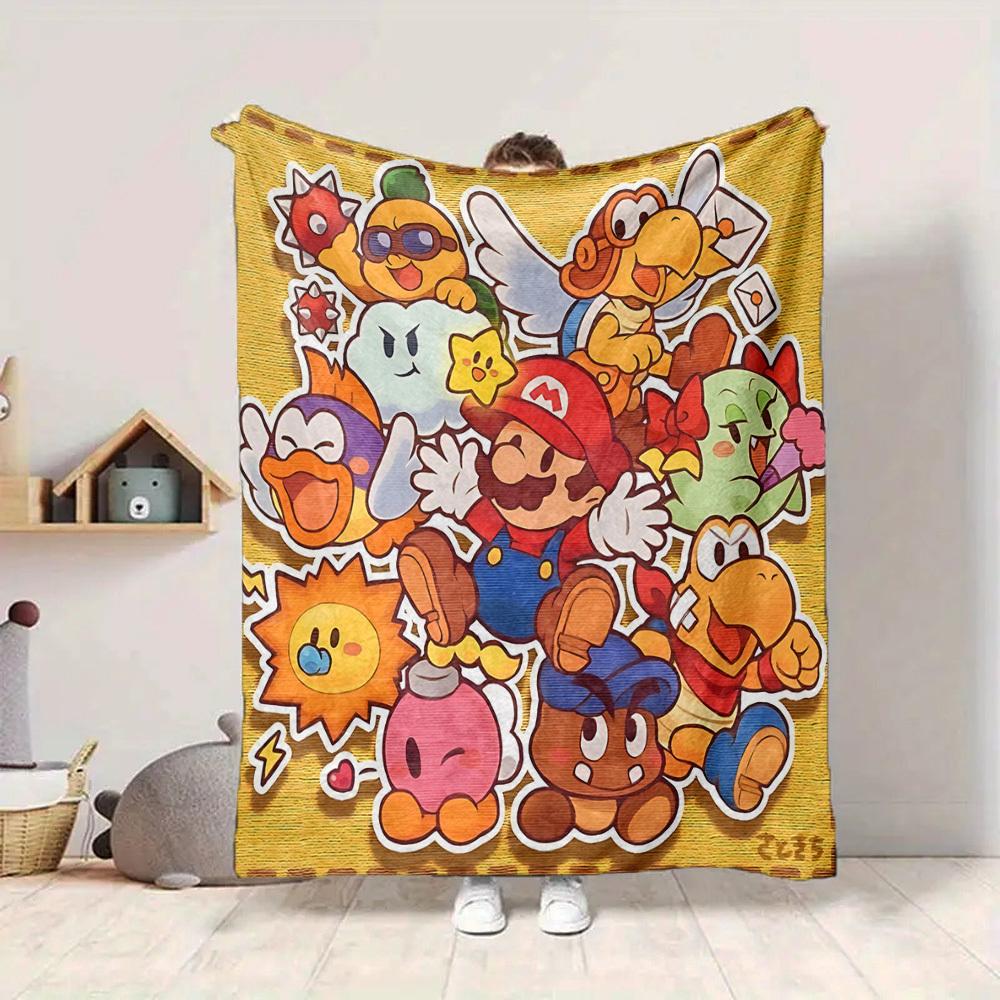1pc Mario Characters Flannel Blanket, Soft Skin Friendly with Digital Printing, Various Sizes Available for Family, Friends, Birthday