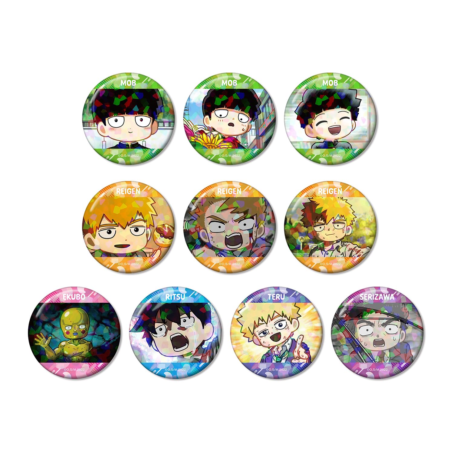 Mob Psycho 100 III Trading Loose Character Hologram Can Badge (Box of 10)