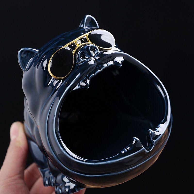 New Household Cute Cartoon Fu Pig Dog Ashtray Creative Ceramic Ashtray Personalized Trend Windproof Fly Ash