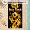 Soccer Theme Soft Beach Towel Personalized Custom Name Text Towel Portable for Beach Pool Travel