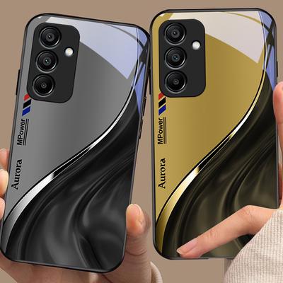 Patrón de Flujo de Agua Para Samsung Galaxy A15 5G 54 4G 51 50 24 35 90 71 12 51 53 52S 80 22 34 Funda de Vidrio Templado Negra para Teléfono