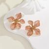 Five Petals Flowers Drop Earrings for Women Trendy Green White Enamel Oil Blooming Gardenia Flowers Dangle Earrings Jewelry