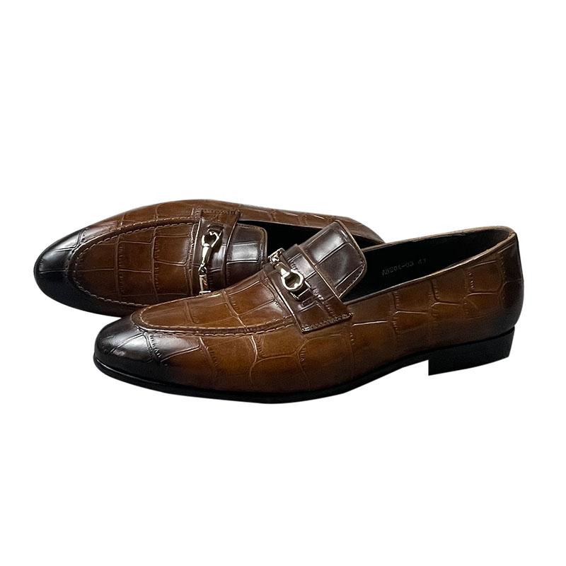 

Модные Популярные Мужские Кожаные Туфли Уличный Досуг Слипоны С Принтом Крокодила Ручной Работы Лоферы Летняя Мода Мужская Обувь 47 коричневый