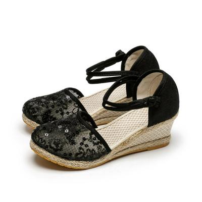 Móda Dámské klínkové sandály Léto 2024 Novinka Espadrilky Dámské Pohodlná chůze Ležérní Sandály na podpatku Lodičky Boty Zapatos Fiesta Mujer