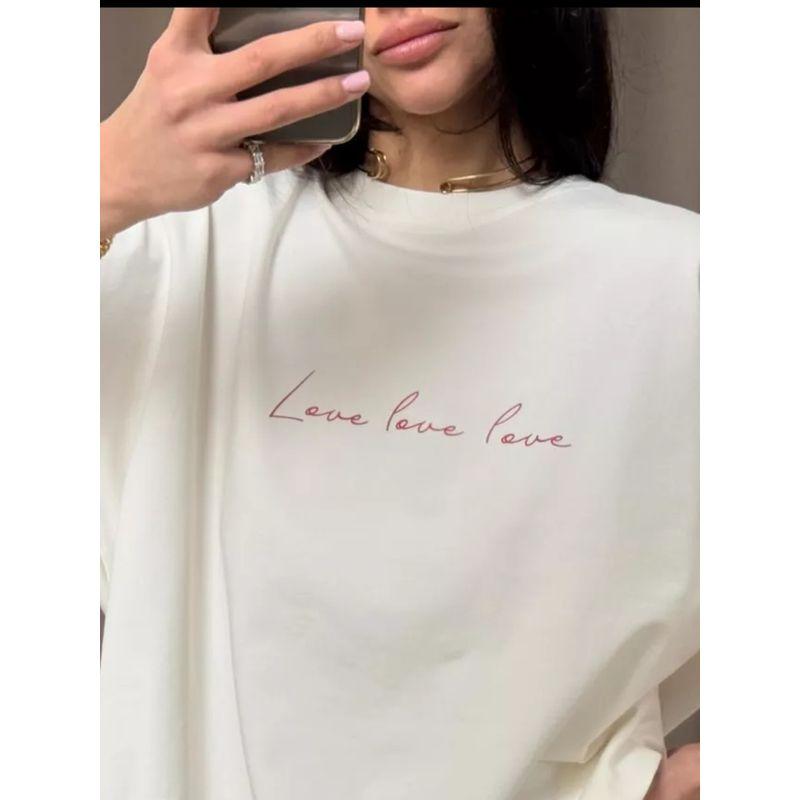 Fashion Summer New Round Neck T-shirt Loose Half-Sleeve Top Letter Printed Loose T-shirt