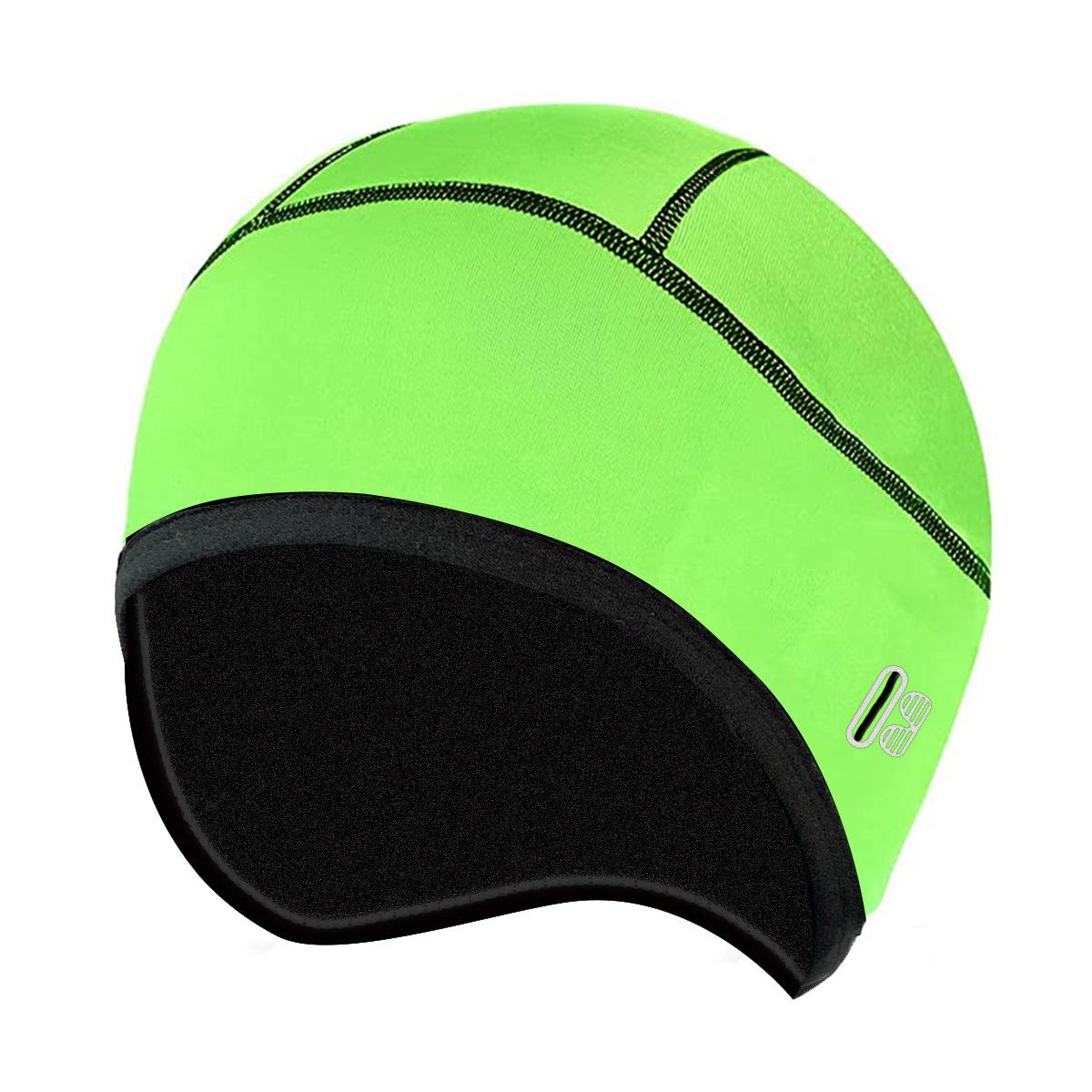 Thermal Athletic Skull Cap Helmet Liner for Men Women Winter Running Beanies Hat with Glasses Holes Sports Accessories зелёный