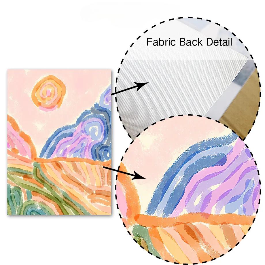 Watercolor Mountain Flower Leaves Geometry Wall Art Posters, Nordic Abstract Pictures, Bedroom Decor, Indoor Canvas Painting