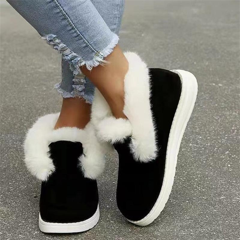 

22 winter new European and American round head low heel solid color casual thickened wool cotton shoe size 43 чорний