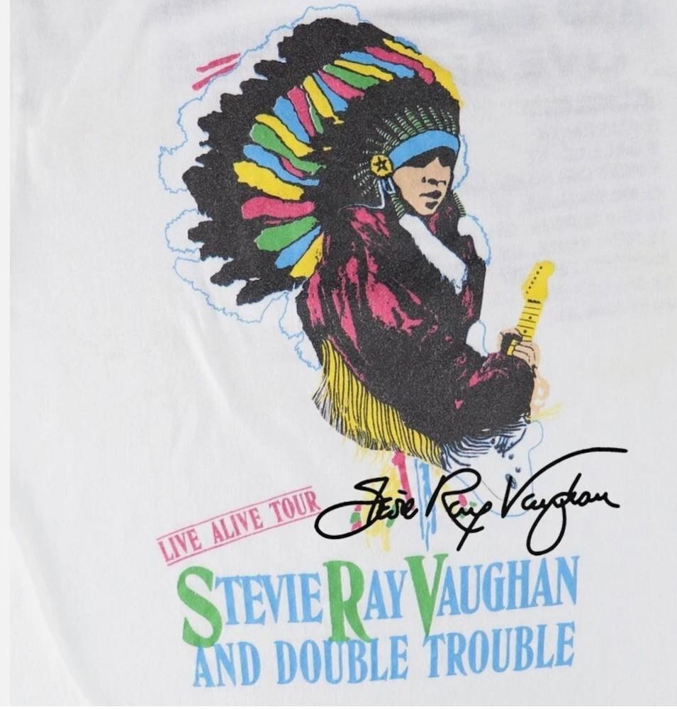 Vintage Stevie Ray Vaughan Live Alive Tour Cotton White All Size Shirt Unisex T-Shirt XXXL