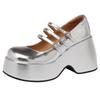 Fashion Mary Jane Shoes New Thick Soles with A Line with Shallow Mouth Increase Single Shoes Fashion All Matching Small Leather Shoes