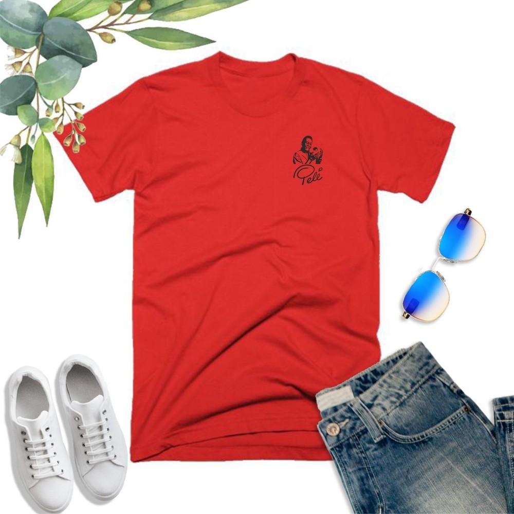 Pele T Shirt Pocket King Football Legend Goat Brazil Brasil Fans Gift Kids Top M