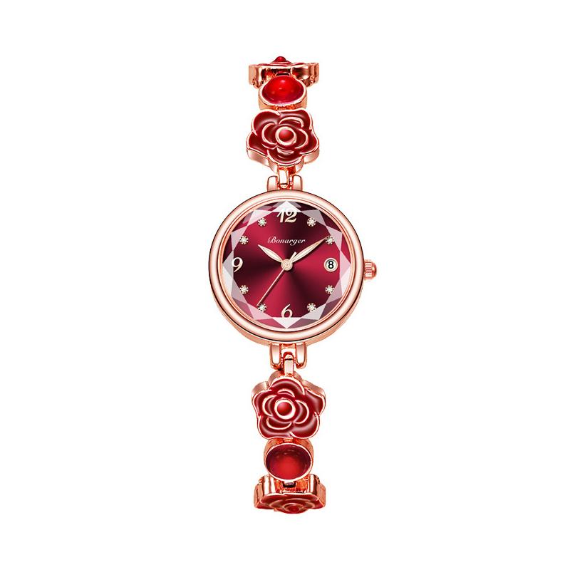 

UTHAI CQ407 Модные женские часы браслет камелия водонепроницаемые светящиеся кварцевые часы часы легкой роскоши подарочные часы для женщины