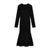 Pure and Elegant French Sexy Square Neck Long Sleeve Dress for Women, Autumn/Winter New Slim Fit Hot Girl Hip-hugging Mermaid Long Dress