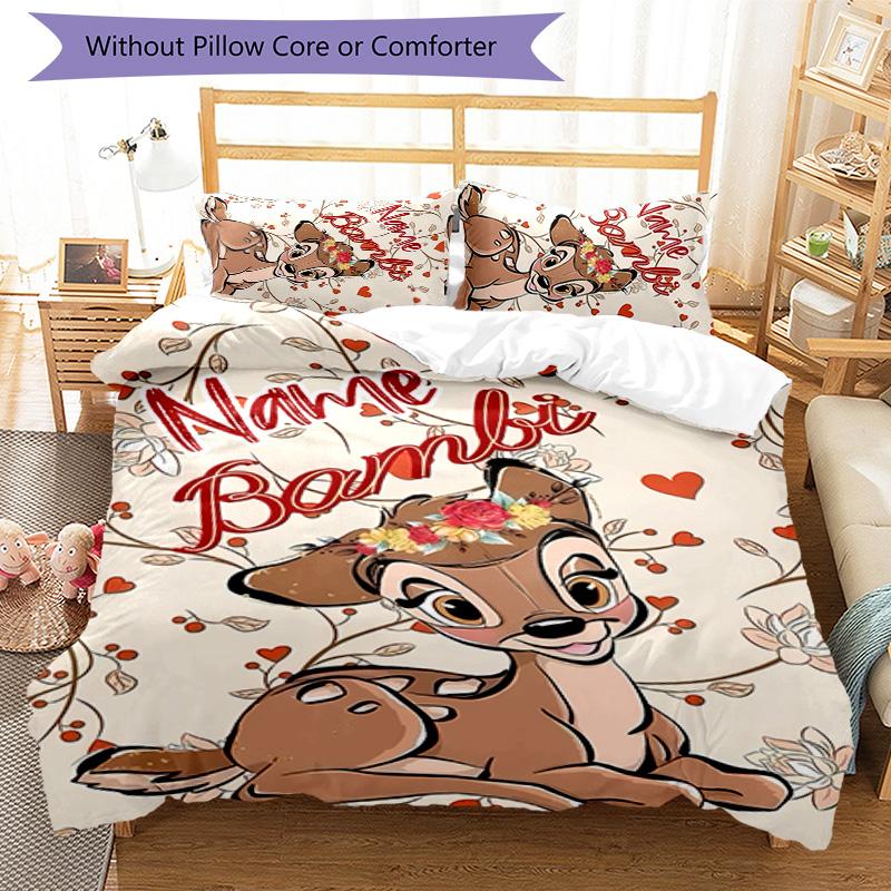 3pcs Bambi3 Cover Set - Personalized Name, HD Printed Bedding with 1 Cover and 2 Pillowcases - Perfect for Home Decor, Easy Care