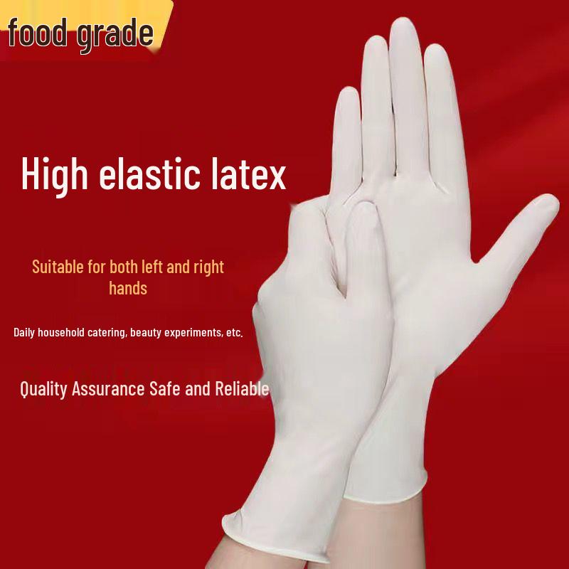 Thickened Waterproof Latex Rubber Disposable Gloves for Kitchen, Baking, Beauty, and Household Use with Elastic Band