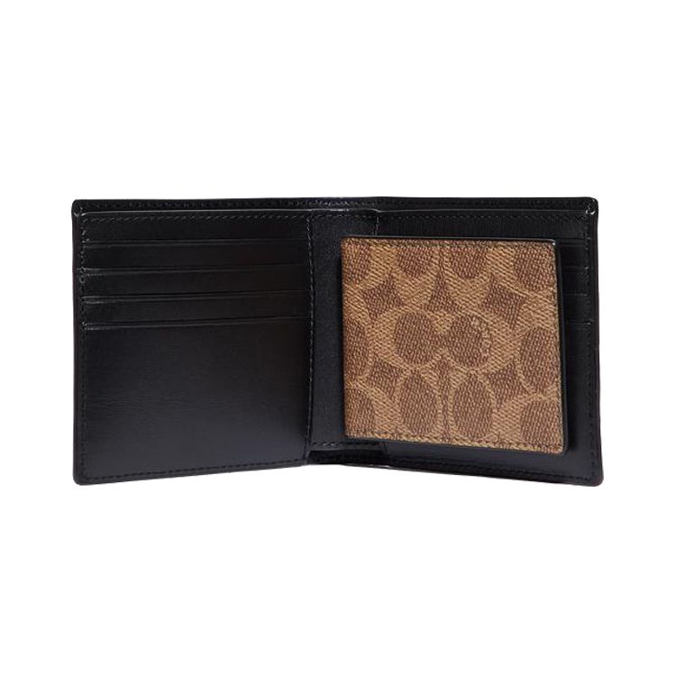Coach 3-in-1-Geldbörse 11 Klassisches Monogramm Kurzes Canvas- und Ledergeldbörse Herren-Geldbörsen Braun 31213-KHA