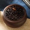 Black Ebony Wood Incense Burner Home Indoor Use Large Round Aromatic Diffuser Tea Ceremony Decor