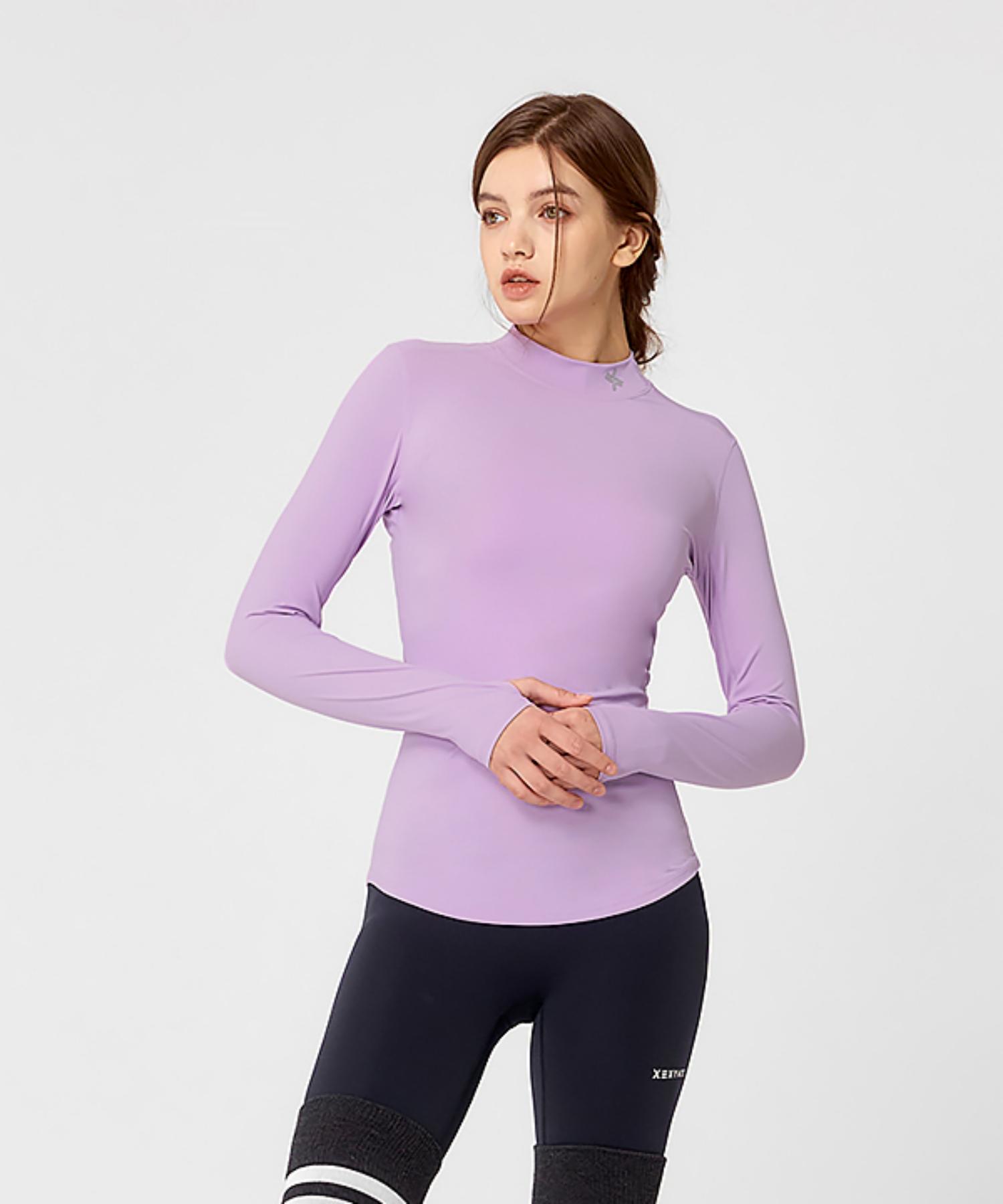 Xexymix Mock Neck Fingerhole Basic T-Shirt Lilac Breeze Lilac Breeze/M