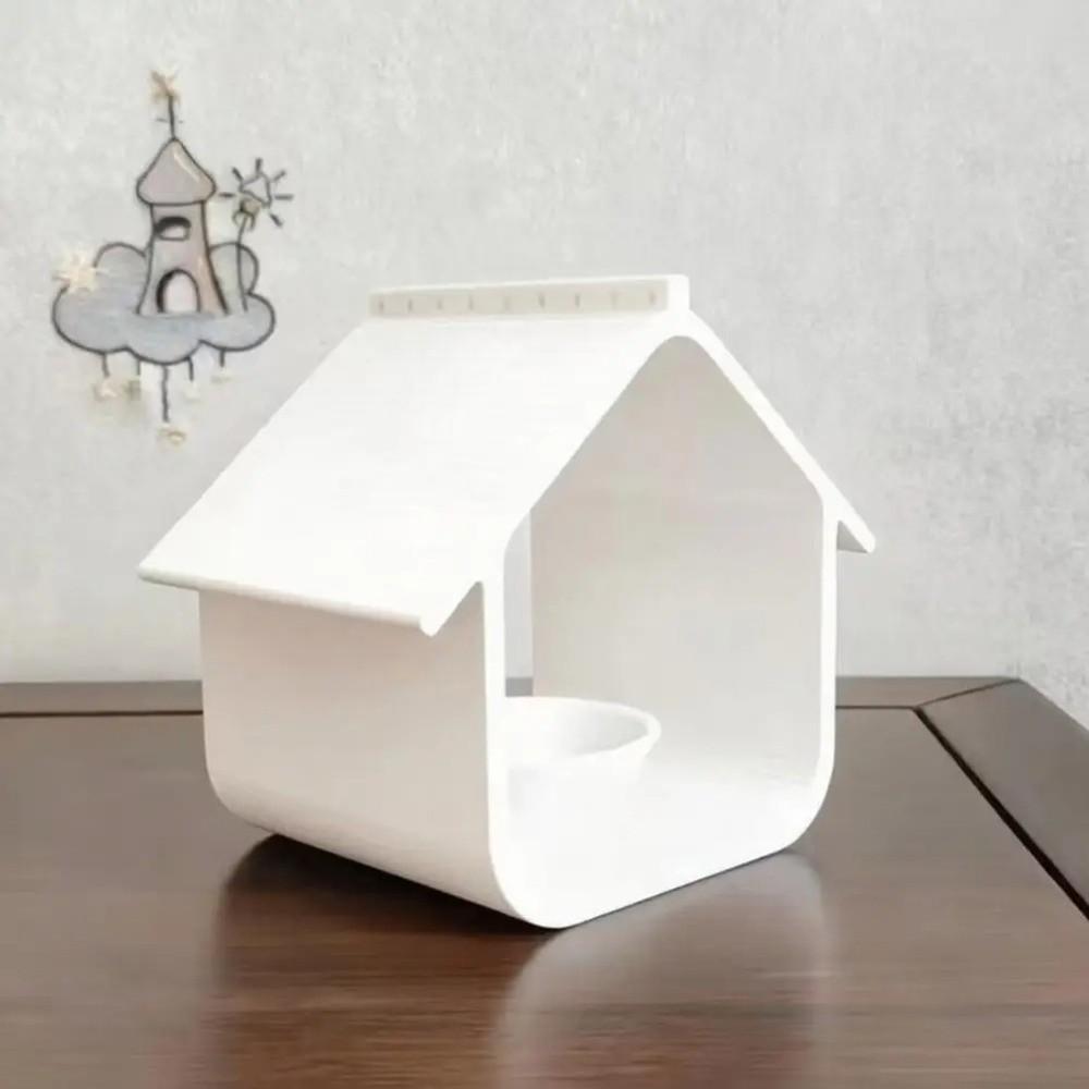 Weatherproof Bird Feeder House Plastic with Feeding Bowl Hanging Bird Feeder Semi Enclosed Hut Shape Wild Bird Habitat Patio