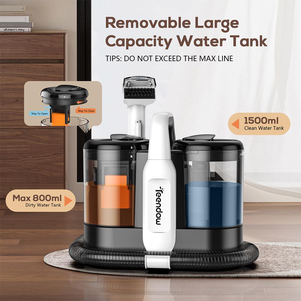 Teendow C5 Carpet Cleaner Vacuum, 11KPa Powerful Suction, ≤80dB Low Noise, 1500ml Large Water Tank Capacity