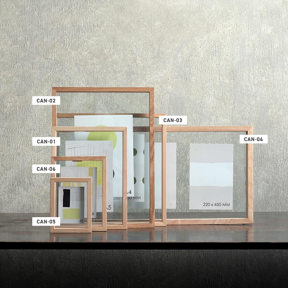 CAN-04 Horizontal Photo Frame, Holds 3 Postcards, Glass Floating Frame, NS Magnet #57923