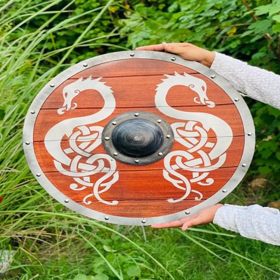 Viking Dragon Wood Shield Viking Warrior Shield  Valhalla Round Viking Shield  Medieval Viking Warrior Shield Norse Warrior Decor Shield