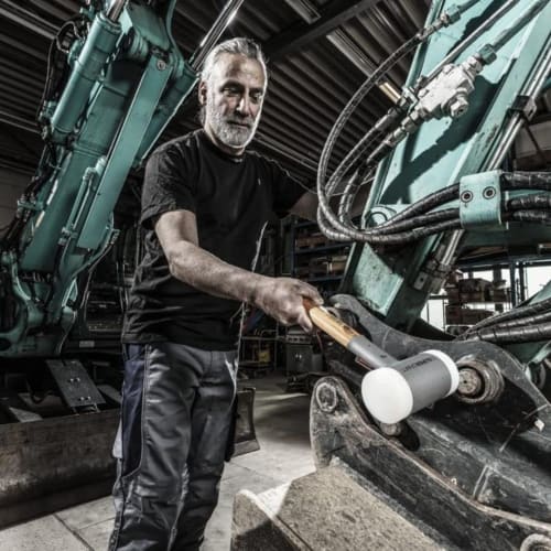 HALDER Shockless Recoilless Supercraft Hammer, Hickory Handle, Nylon (White), 70mm Diameter, 3366.070