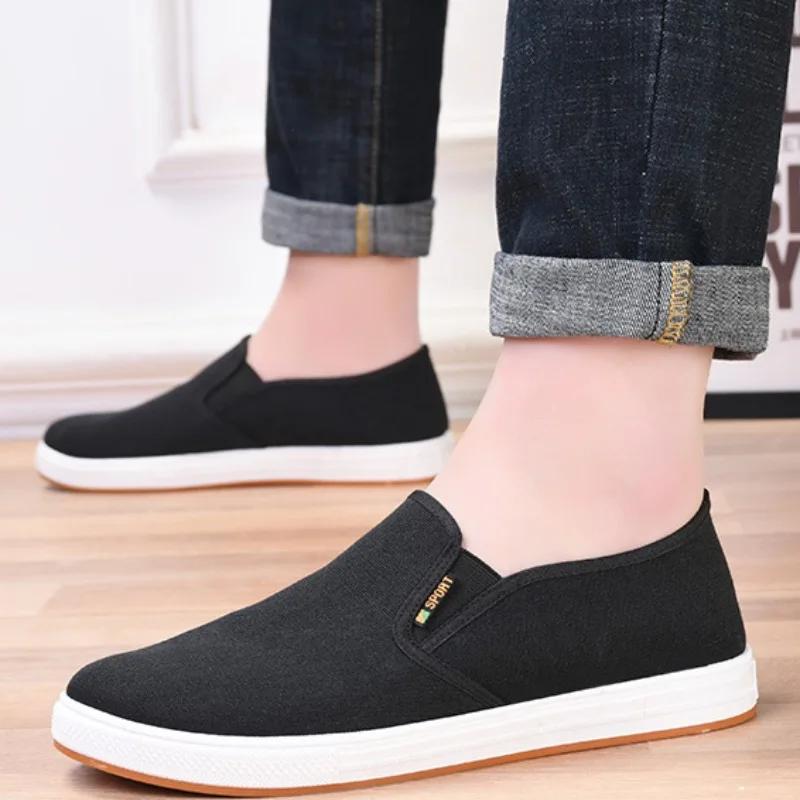 Pustende Herrelerretssko Slip-on Loafers Mote Casual Sneakers for Menn Vulkaniserte Sko Lette Gåsko Flats Zapatos Hombre