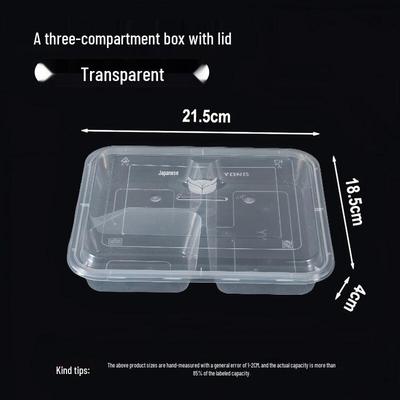 Disposable Rectangular 3-Compartment Plastic Food Containers
