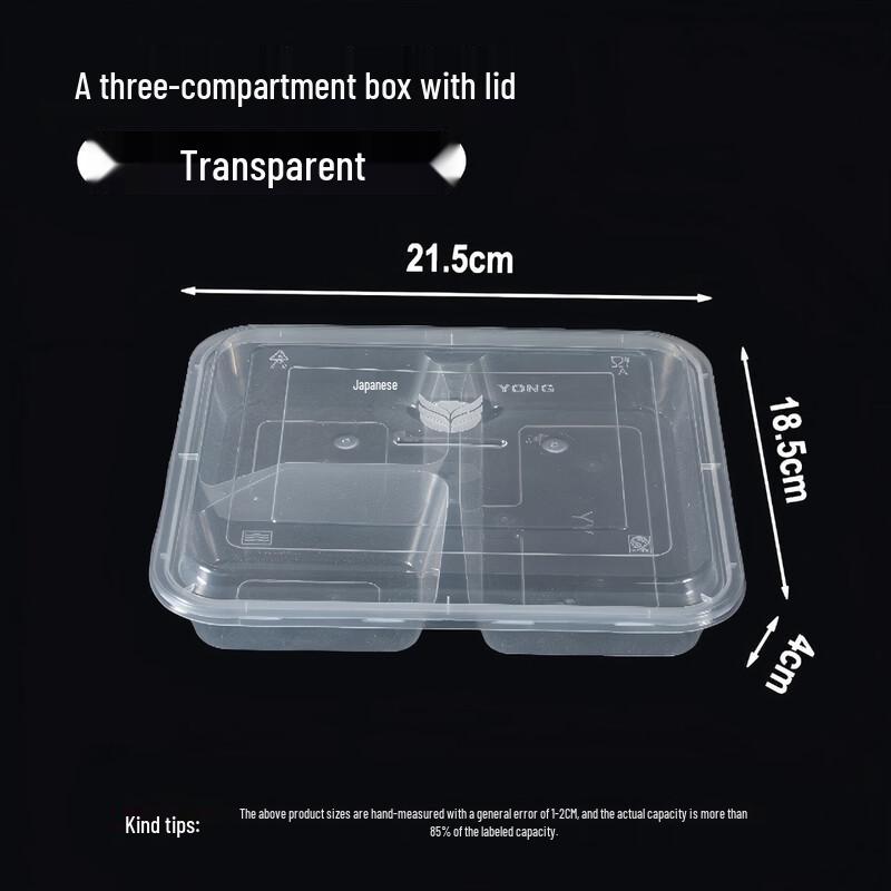 Disposable Rectangular 3-Compartment Plastic Food Containers