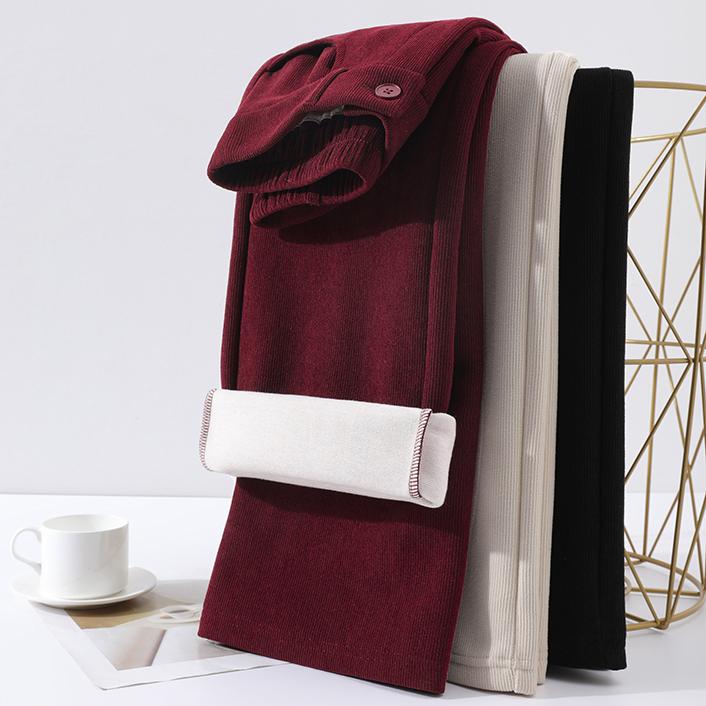 DIMANAF 2024 Winter Lange Hosen Damen Cord Harems Herbst Gerade Elastischer Einfarbiger Bund Lockere Hosen Neu