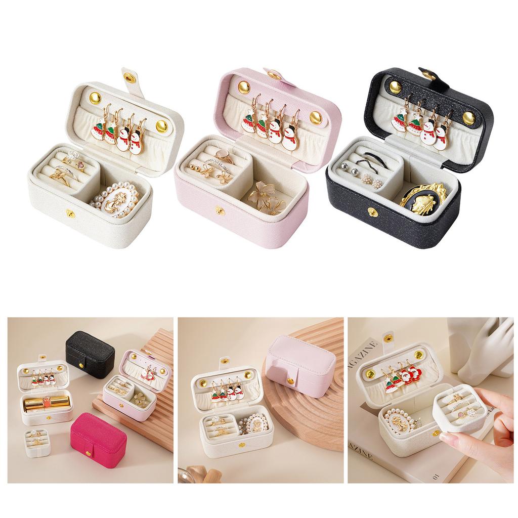 High-end Jewelry Storage Box Ring Pendant Earring Box Travel Portable PU Leather Jewelry Box Birthday Wedding Gift Box
