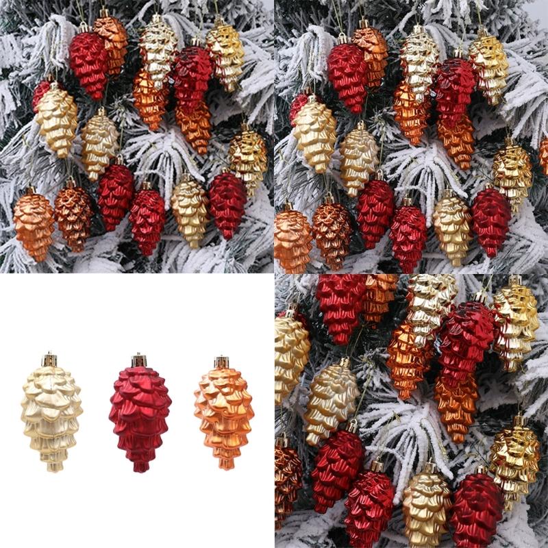 2Pieces Shimmering Pinecone Holiday Decorations Not Traditional Design Christmas Hanging Ornaments