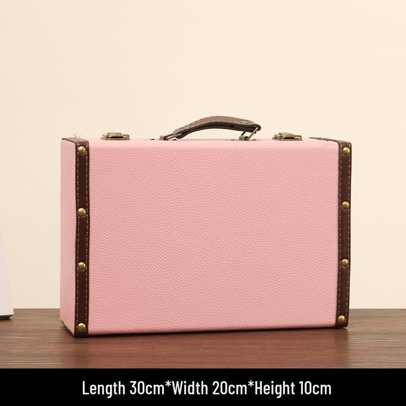 Vintage American Retro Leather-Wooden Suitcase Display and Photography Prop