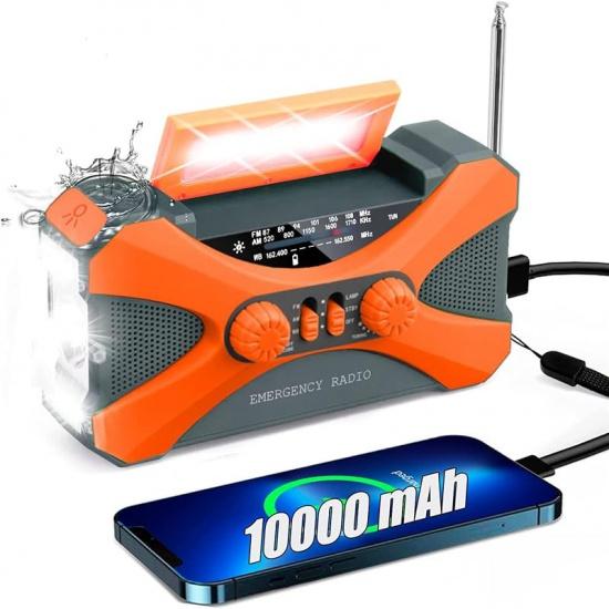 

10000 мАч портативное аварийное радио-3 режима светодиодный фонарик светодиодная лампа для чтения сигнализация SOS и ручная динамо-машина для кемпинга и путешествий оранжевый
